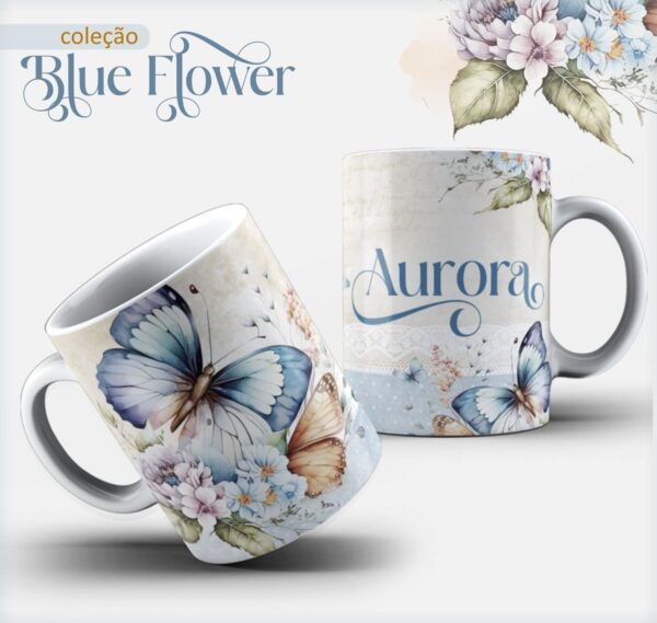 Arte Caneca Borboleta Azul - Arquivo Digital