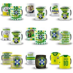 Arte Caneca Brasil 2022 Copa Do Mundo Qatar Editável