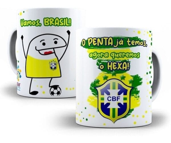Arte Caneca Brasil 2022 Copa Do Mundo Qatar Editável