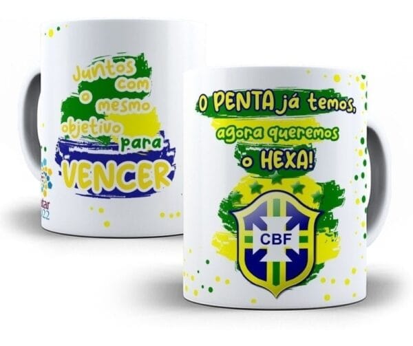Arte Caneca Brasil 2022 Copa Do Mundo Qatar Editável