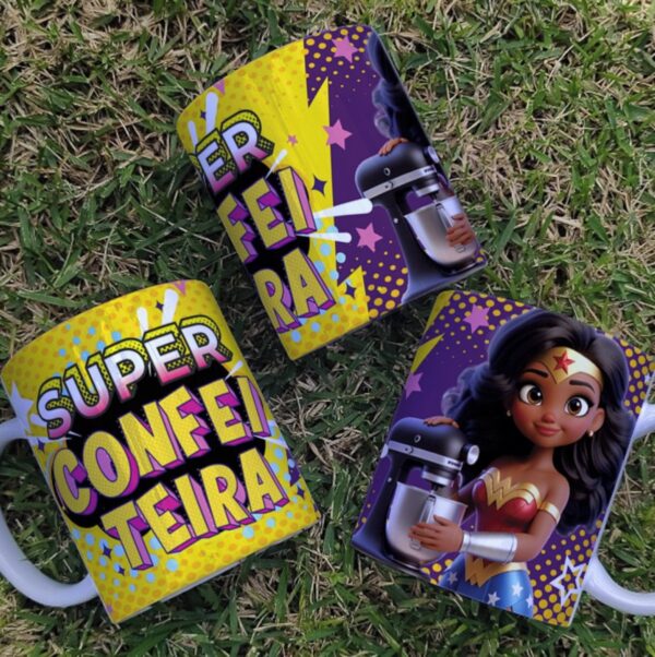 Arte Caneca Confeiteira Super Heroina - Png e Corel - Imagem 2