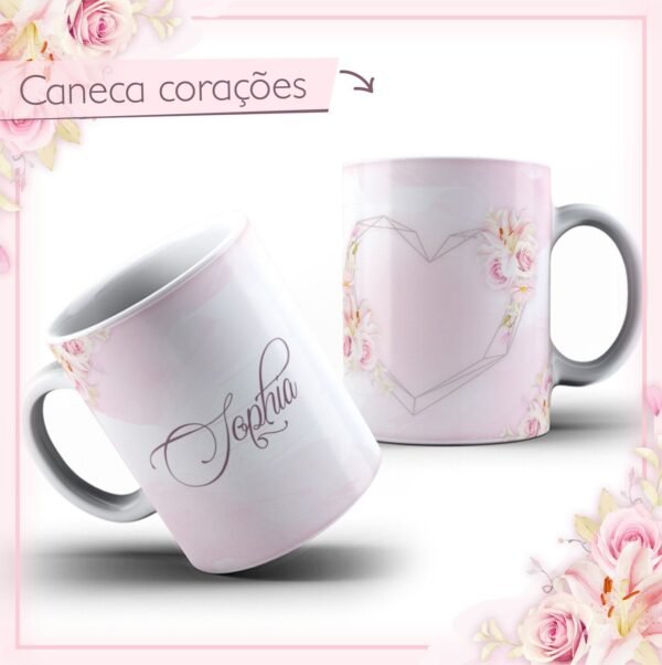 Arte Caneca Corações - Arquivo Digital