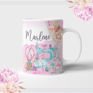 arte caneca costureira arquivo digital sublimacao