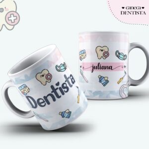 arte caneca dentista feminina arquivo digital presente
