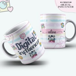 Arte Caneca Digital Influencer Feminina - Arquivo Digital