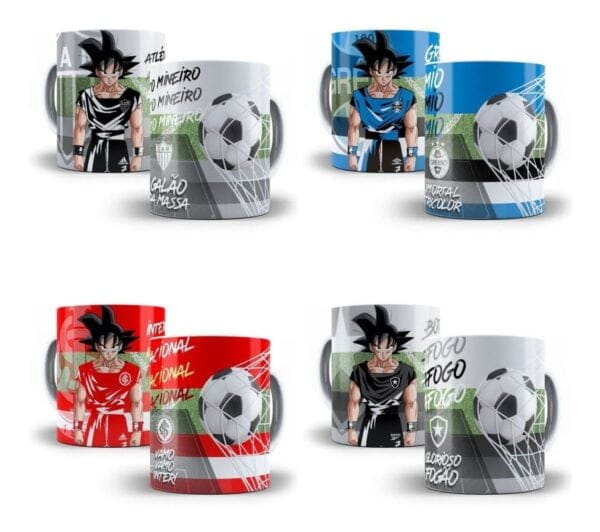 Arte Caneca Dragon Ball Goku Times Brasileiros Sublimação