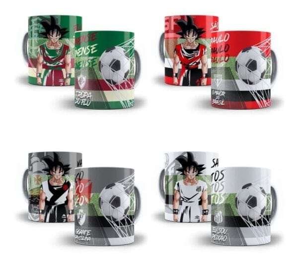 Arte Caneca Dragon Ball Goku Times Brasileiros Sublimação