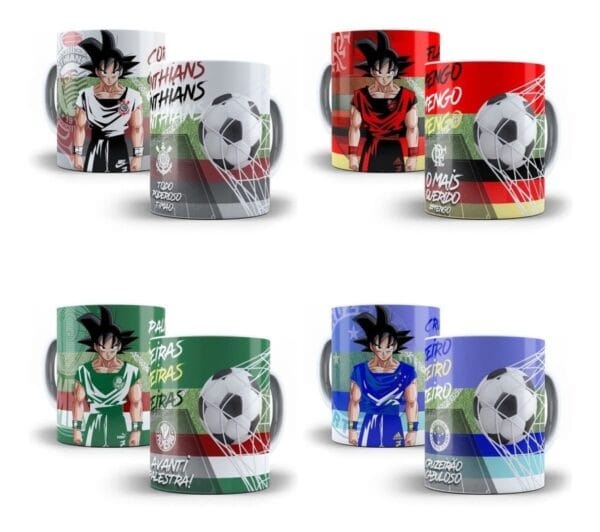 Arte Caneca Dragon Ball Goku Times Brasileiros Sublimação