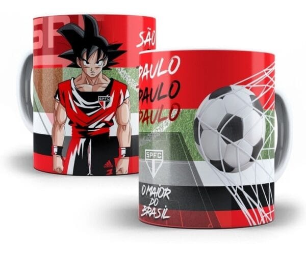 Arte Caneca Dragon Ball Goku Times Brasileiros Sublimação