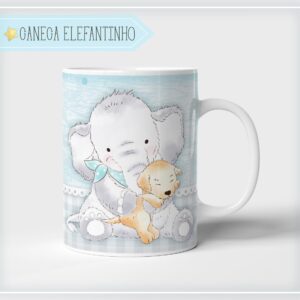 Arte Caneca Elefantinho Menino - Arquivo Digital