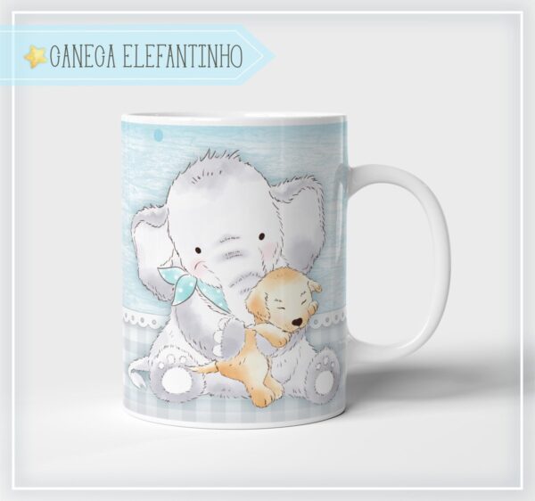 Arte Caneca Elefantinho Menino - Arquivo Digital