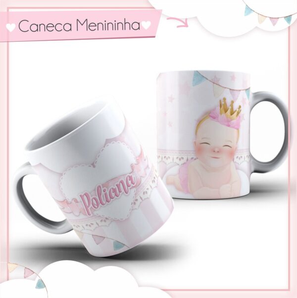 Arte Caneca Menininha Aquarela - Arquivo Digital