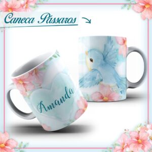 arte caneca passaros arquivo digital papelaria