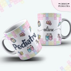 arte caneca pediatra feminina arquivo digital papelaria personalizada