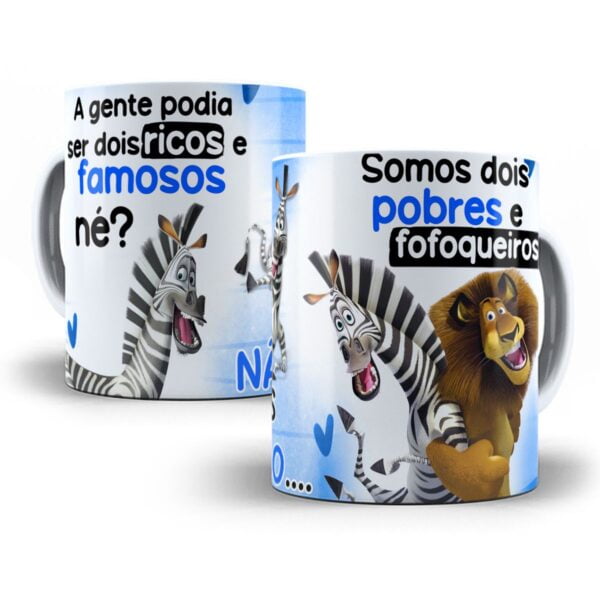 Arte Caneca Pobres e Fofoqueiros Madagascar Dia do Amigo Png