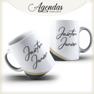 arte caneca preto com dourado arquivo digital personalizacao