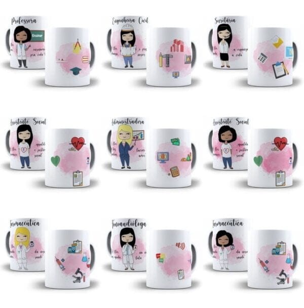 Arte Caneca Profissões Contadora Cabelereira Administradora