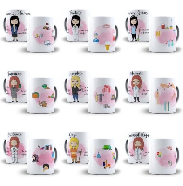 Arte Caneca Profissões Contadora Cabelereira Administradora