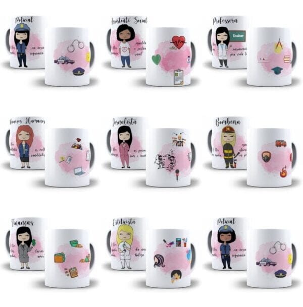Arte Caneca Profissões Contadora Cabelereira Administradora