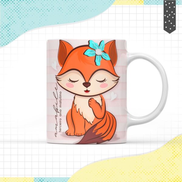 Arte Caneca Raposinha Menina - Arquivo Digital