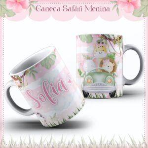 arte caneca safari menina arquivo digital presentar