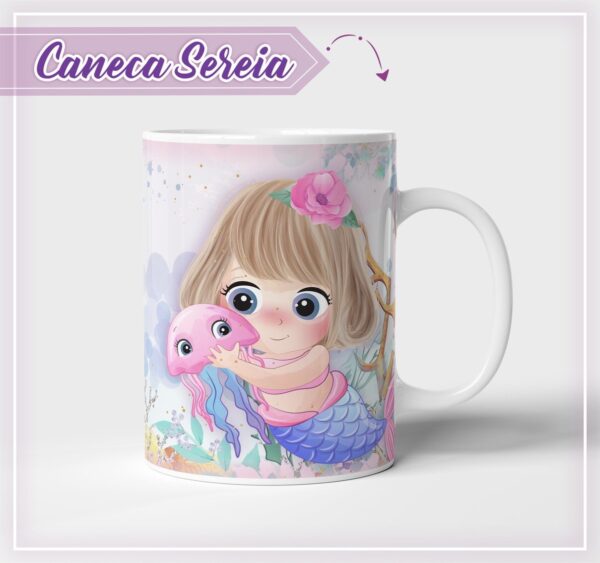 Arte Caneca Sereia Cute - Arquivo Digital