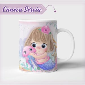 arte caneca sereia cute arquivo digital arte para sublimacao 1