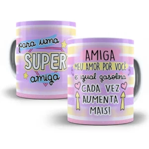 Arte Caneca Super Amiga com Tema de Amizade