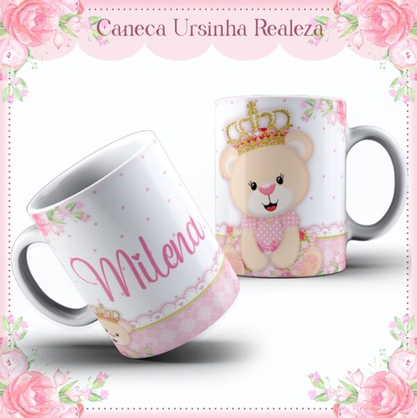 Arte Caneca Ursinha Realeza Sublimação - Arquivo Digital
