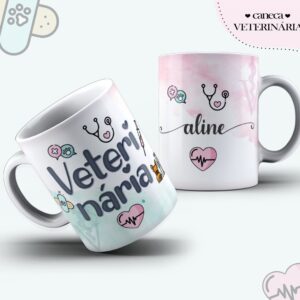 Arte Caneca Veterinária Feminina - Arquivo Digital
