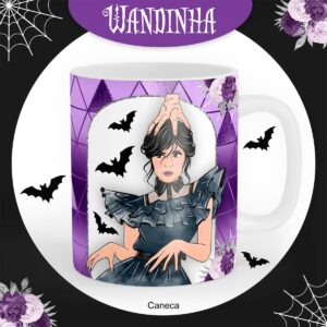 arte caneca wandinha sublimacao arquivo digital papel e cia