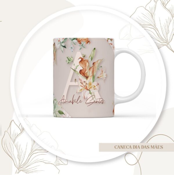 Arte Canecas Alfabeto Floral - Arquivo Digital