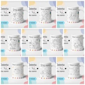 arte canecas polimero para colorir arquivo digital personalizacao