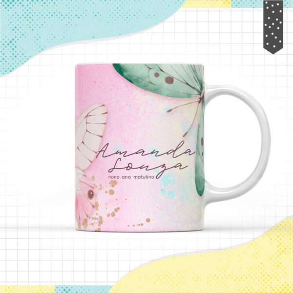 Arte Digital Borboleta Rosa para Caneca -Arquivo Digital
