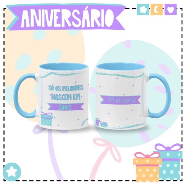 Arte Digital Caneca Aniversário Roxa Png - Imagem 2