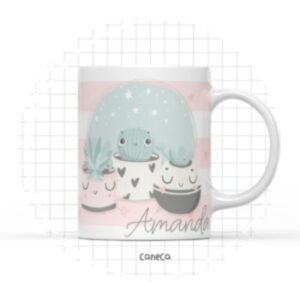 arte digital caneca cactos menina arquivo digital menino