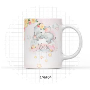 arte digital caneca elefantinha menina arquivo digital sublimacao