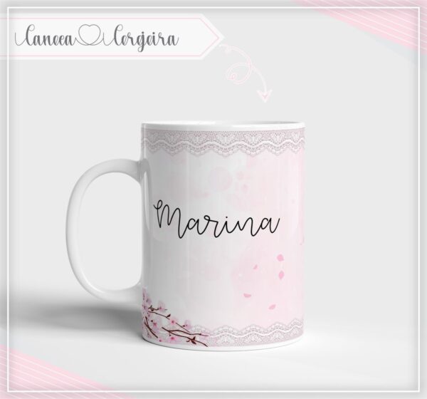 Arte Digital Caneca Floral Cerejeira - Arquivo Digital - Imagem 2