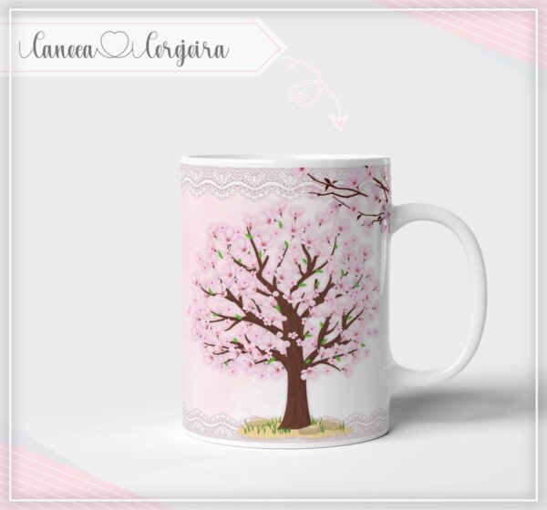 Arte Digital Caneca Floral Cerejeira - Arquivo Digital