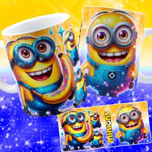 arte digital caneca minions glitter png sublimacao em canecas