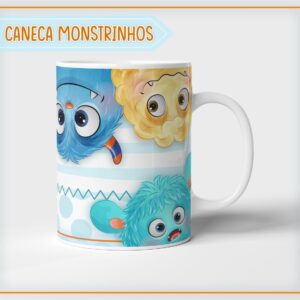 arte digital caneca monstrinhos arquivo digital sublimacao xicaras