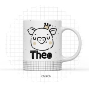 arte digital caneca porquinho arquivo digital infantil