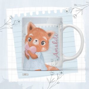 arte digital caneca raposa delicada arquivo digital personalizacao