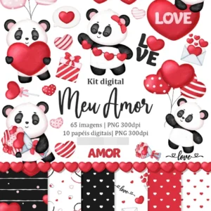 Arte Digital Panda: Kit Meu Amor em Alta Resolução