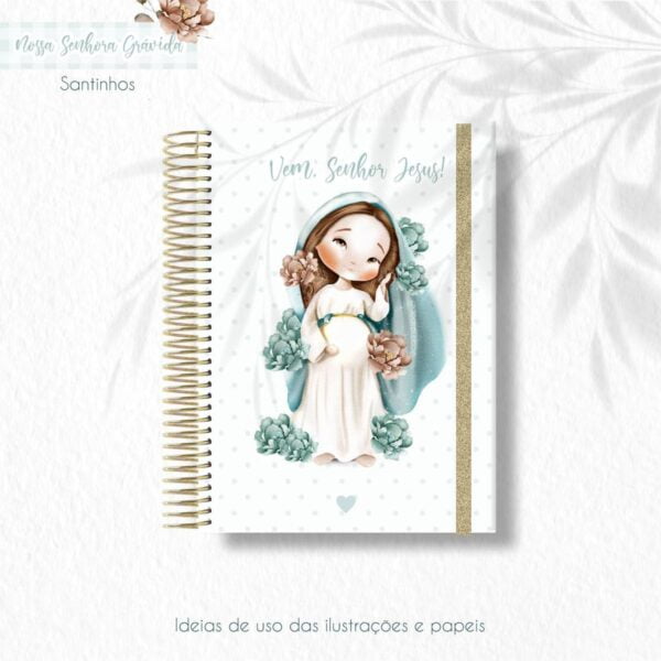 Arte Nossa Senhora Grávida Ilustrações Santinhos Aquarela
