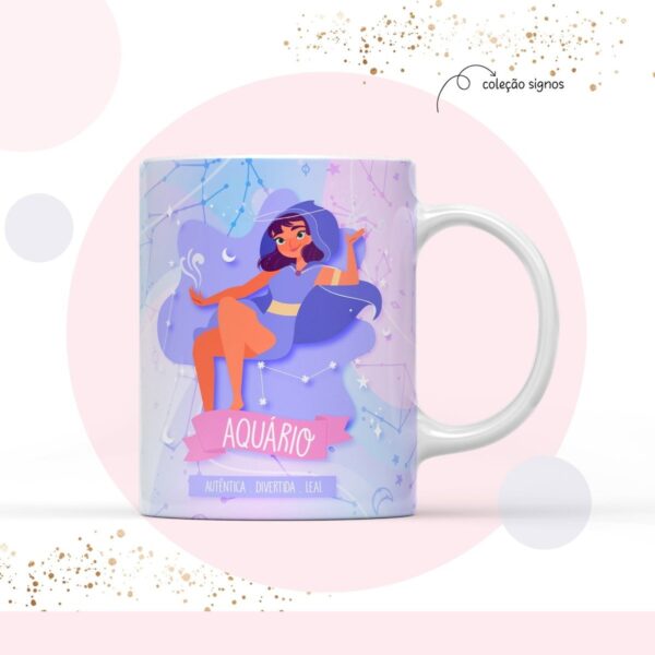 Arte para Sublimação Caneca Signo Aquário - Arquivo Digital