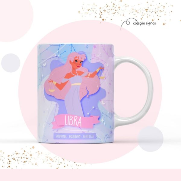 Arte para Sublimação Caneca Signo Libra - Arquivo Digital
