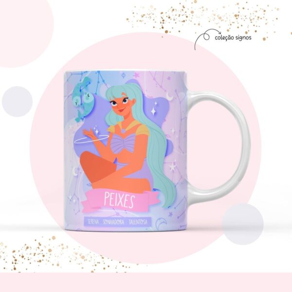 Arte para Sublimação Caneca Signo Peixes - Arquivo Digital