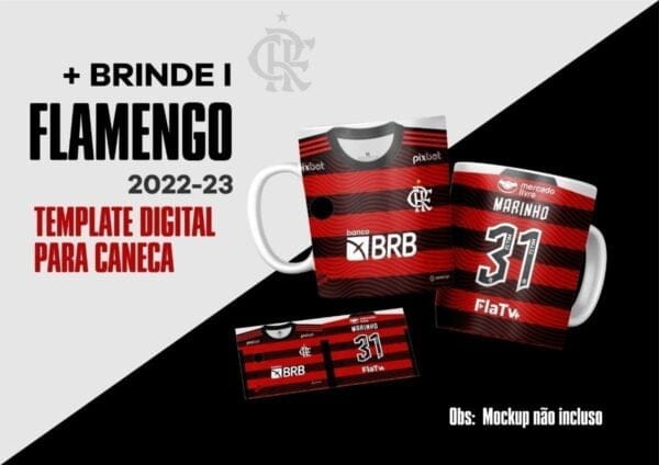 Arte Template Camisa Flamengo Titular 2022-23 Vetor