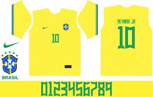 Arte Vetor Corel Camisa Brasil 2022 Copa Mundo Catar + Fonte